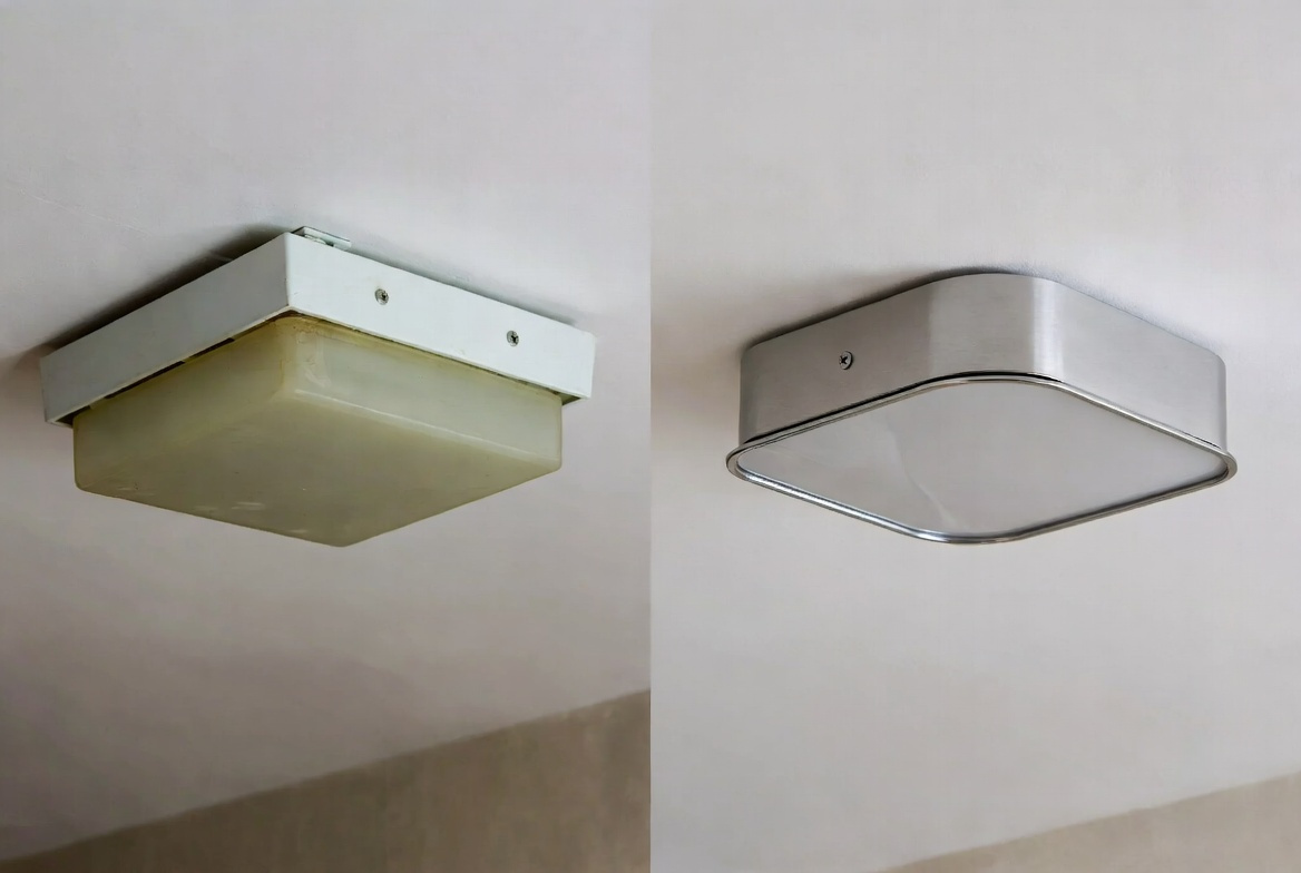 Before and after ceiling light fixture replacement Toronto